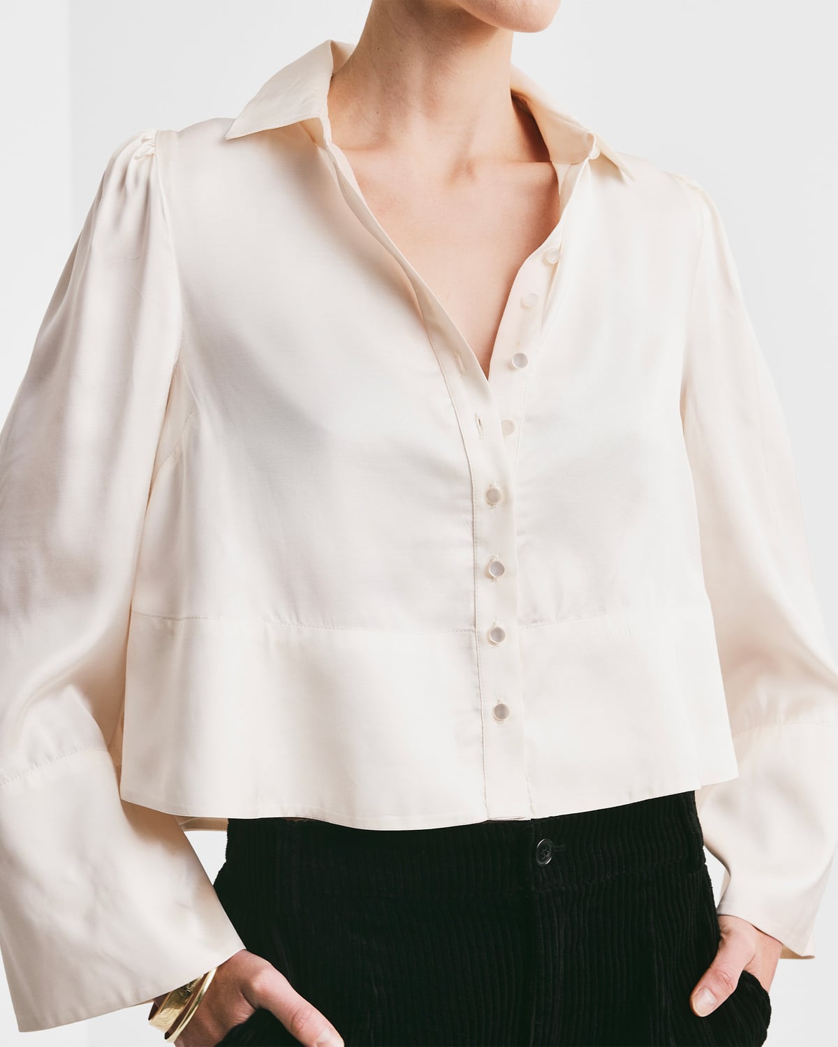Satin Shirt, Vintage White. Image #2