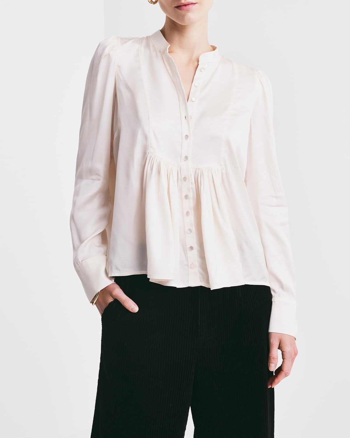 Satin Blouse, Vintage White. Image #1