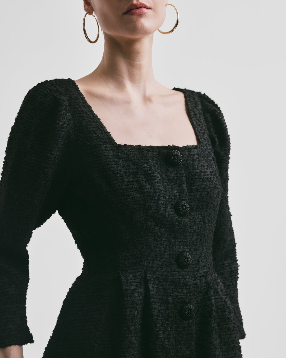 Bouclé Mini Dress, Black. Image #3