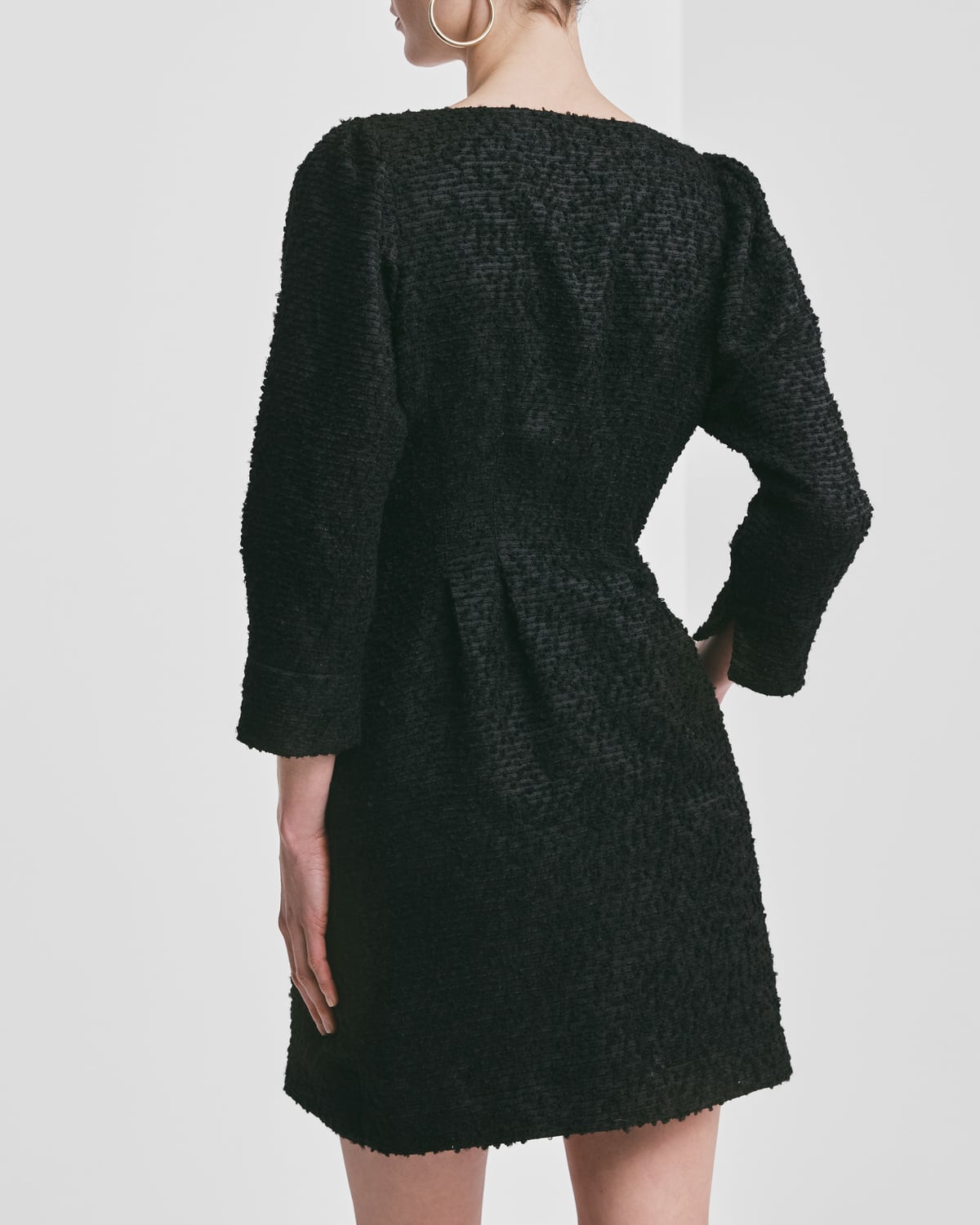 Bouclé Mini Dress, Black. Image #4