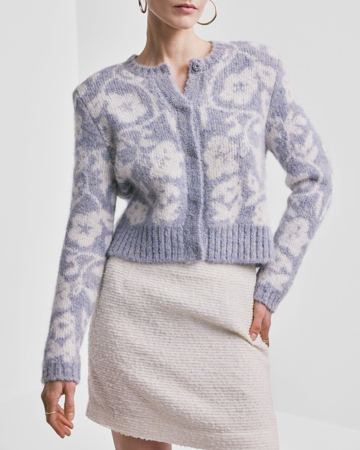 Bouclé Skirt, Off White. Image #1