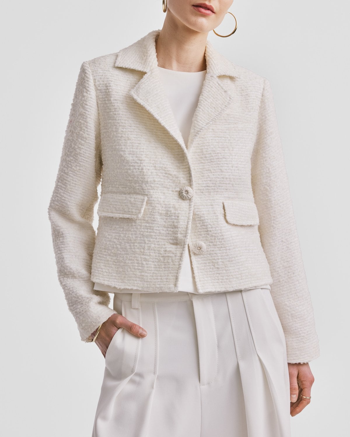 Bouclé Jacket, Off White. Image #1