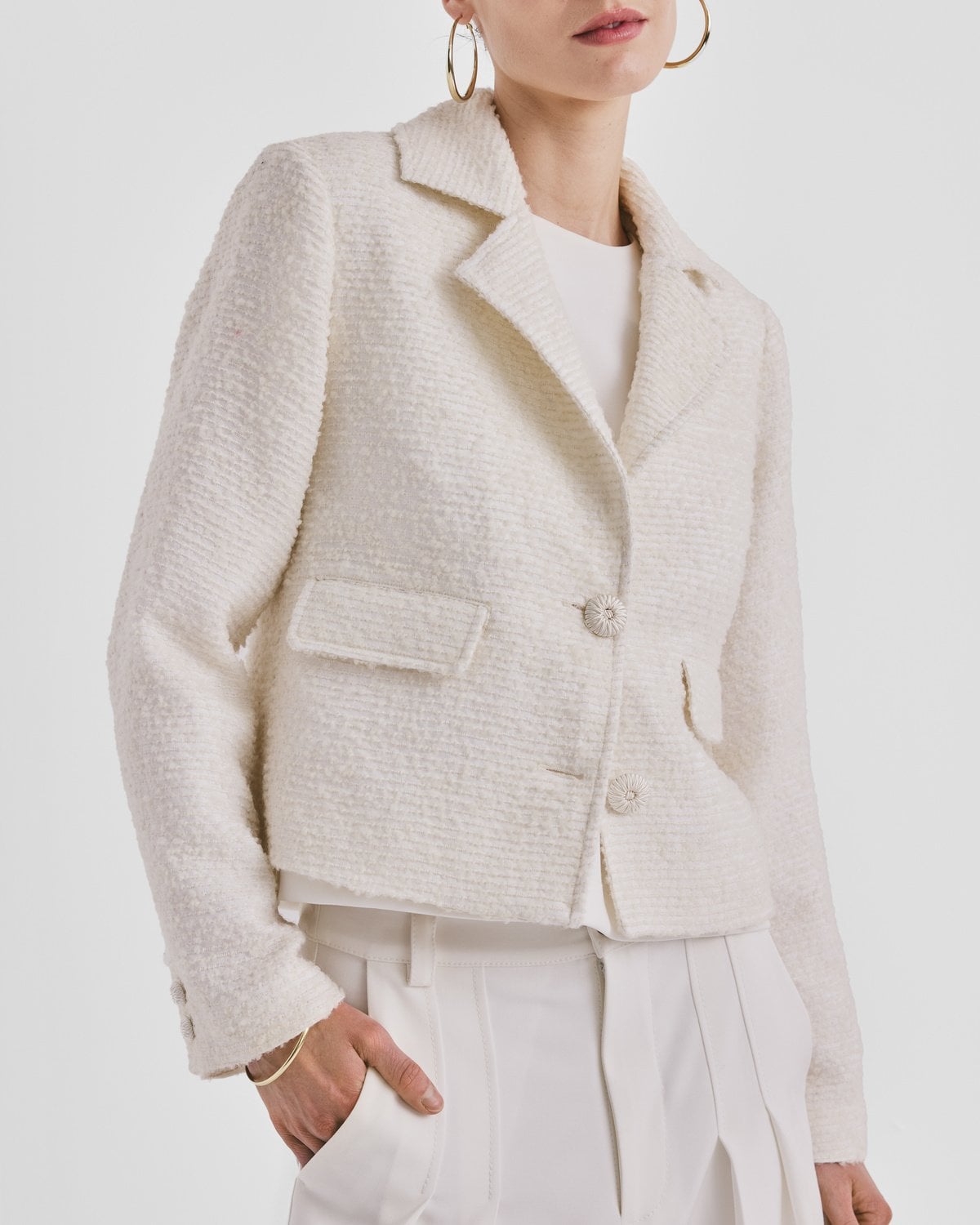 Bouclé Jacket, Off White. Image #3