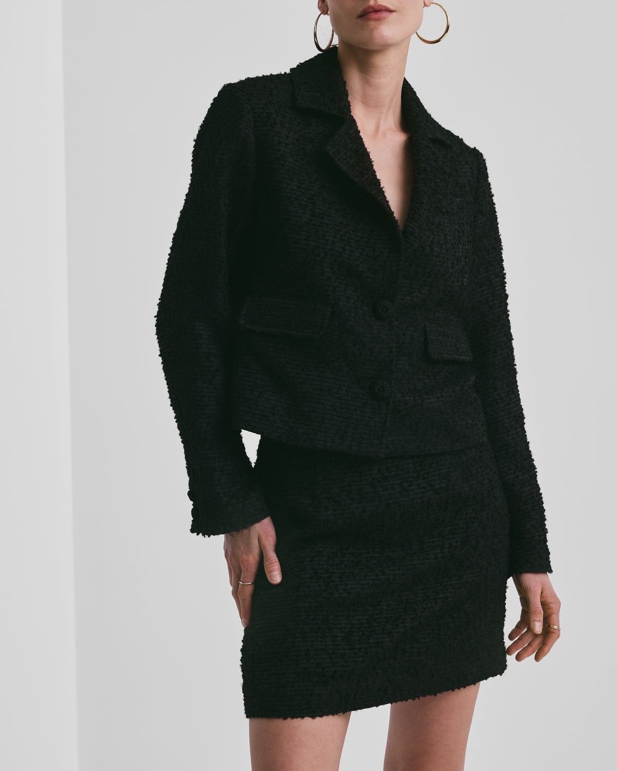 Bouclé Jacket, Black. Image #3