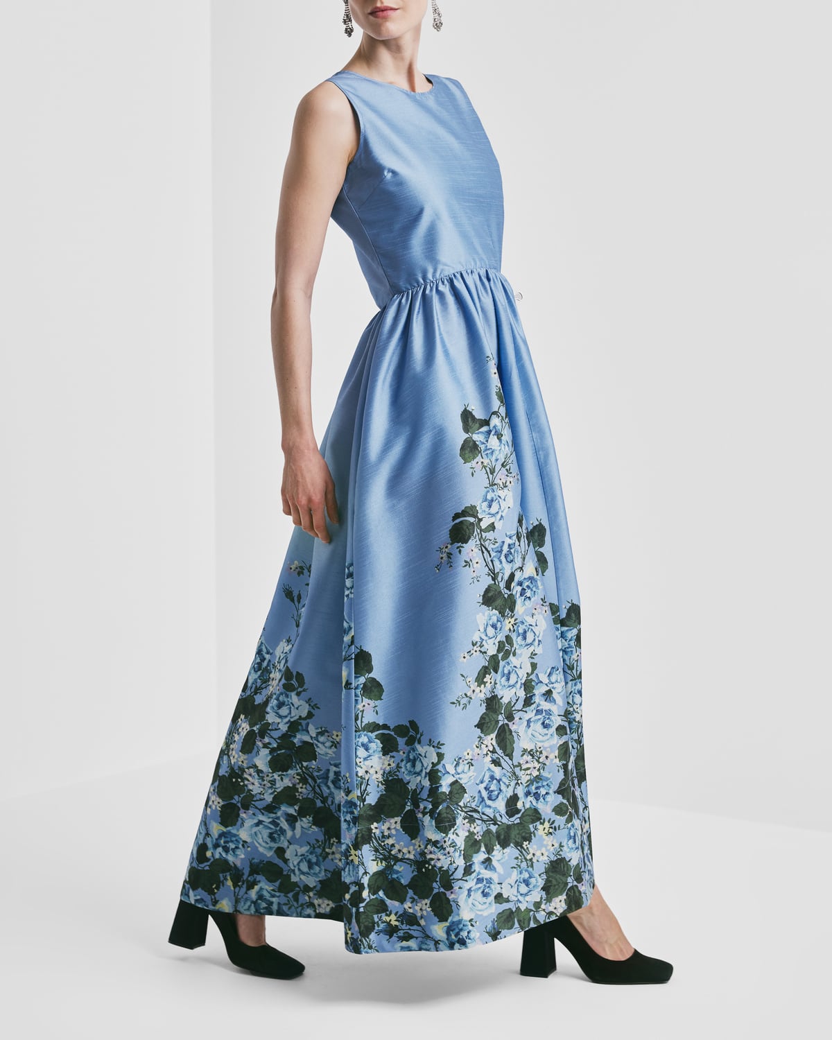 Taffeta Maxi Dress, Azure Garden. Image #3