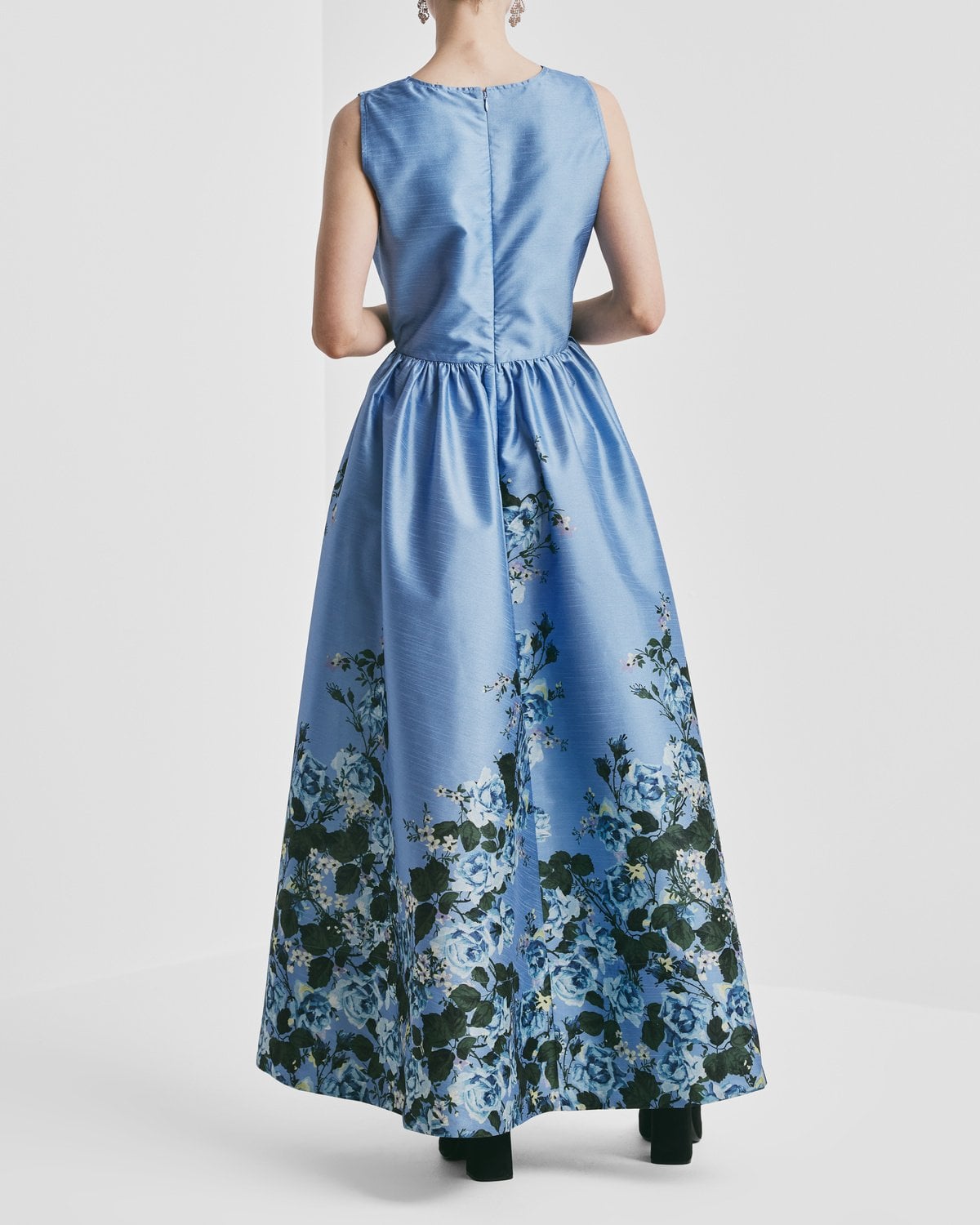 Taffeta Maxi Dress, Azure Garden. Image #4