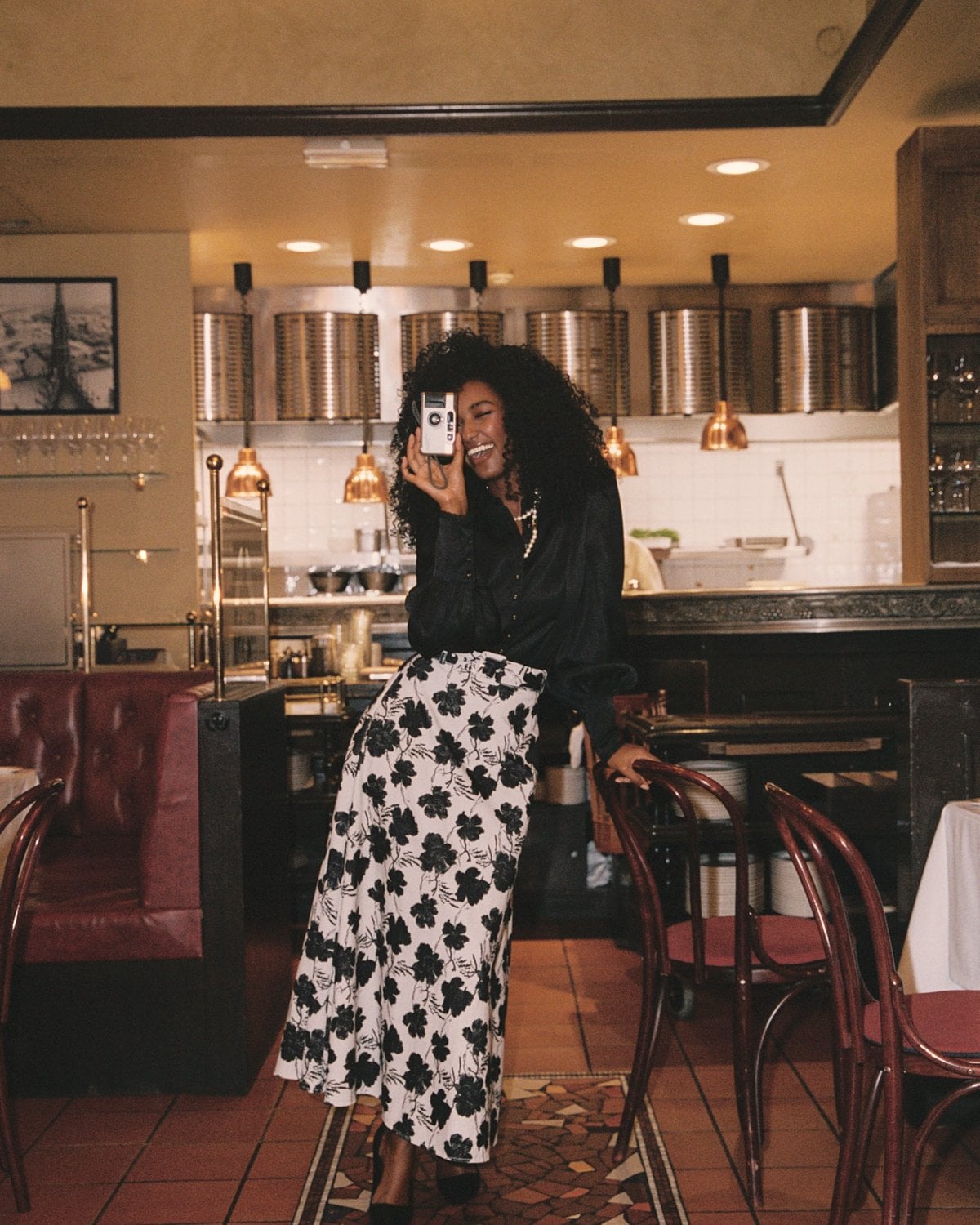 Satin Blouse, Black. Image #8