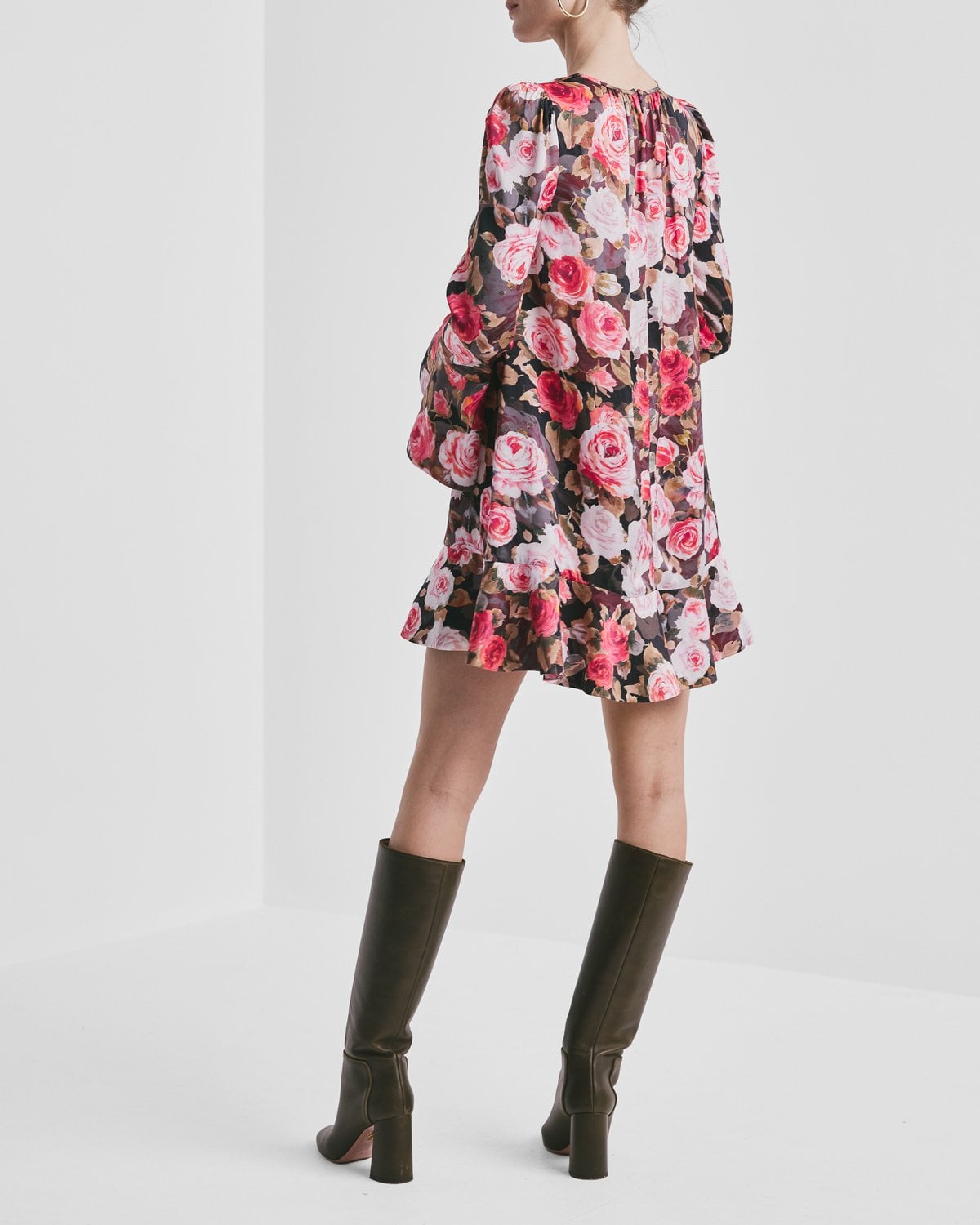 Satin Shift Dress, Midnight Roses. Image #4