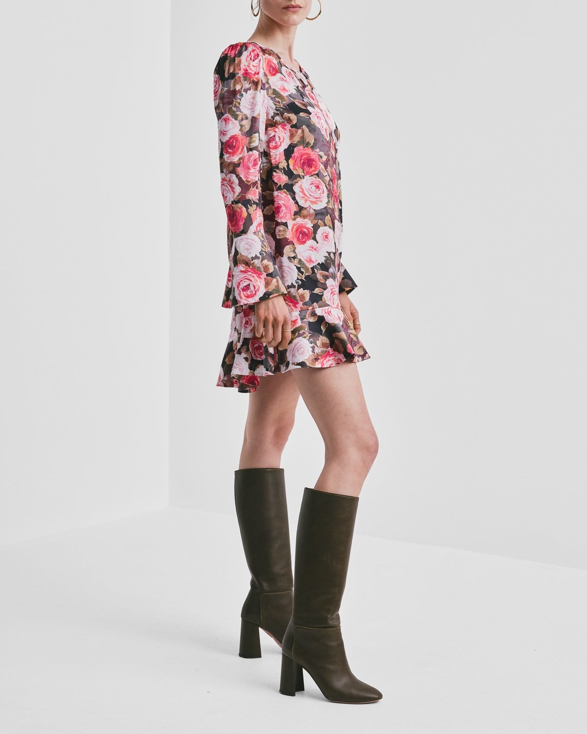 Satin Shift Dress, Midnight Roses. Image #5