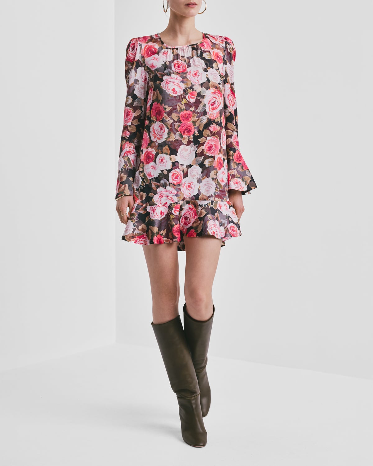 Satin Shift Dress, Midnight Roses. Image #2