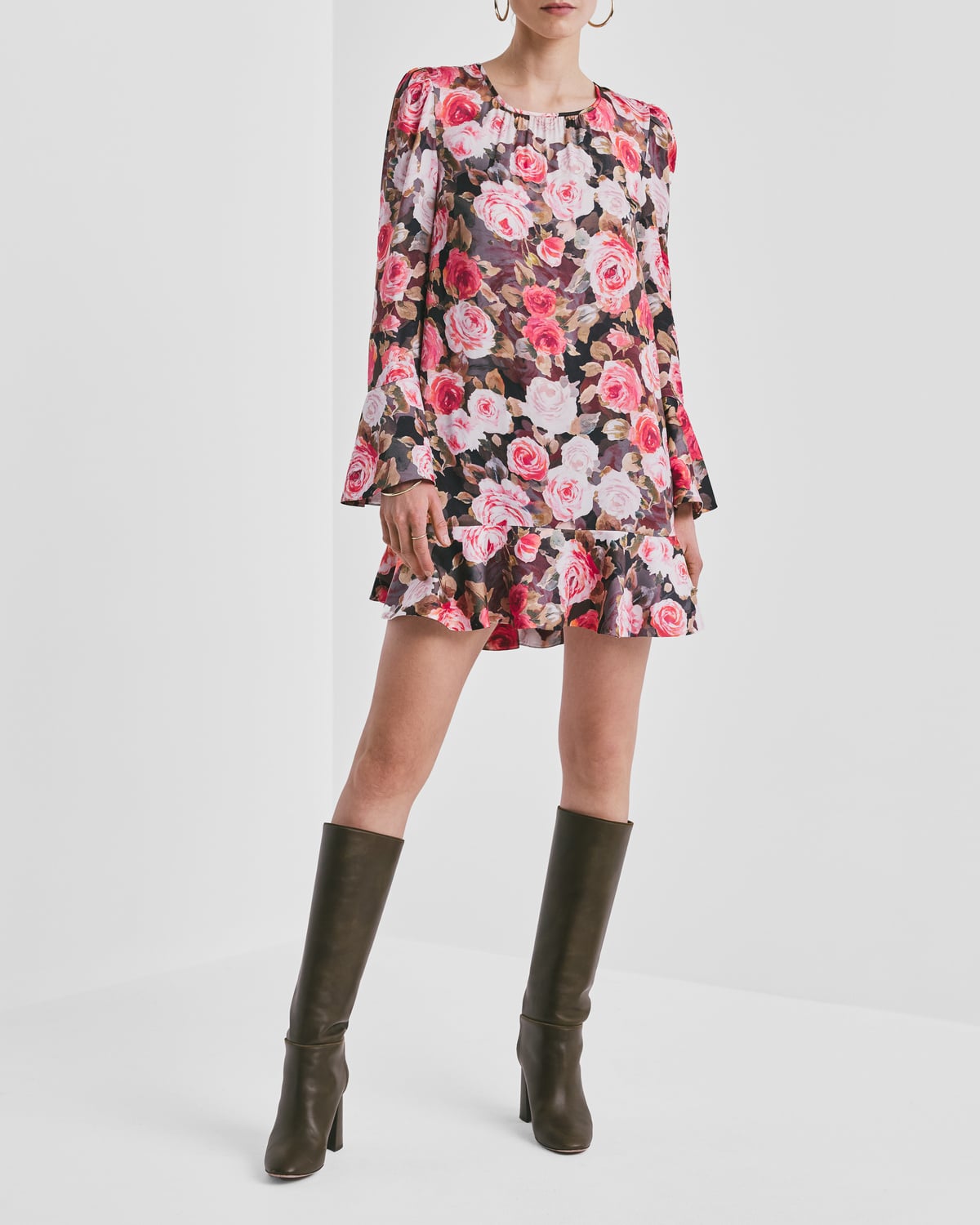 Satin Shift Dress, Midnight Roses. Image #3