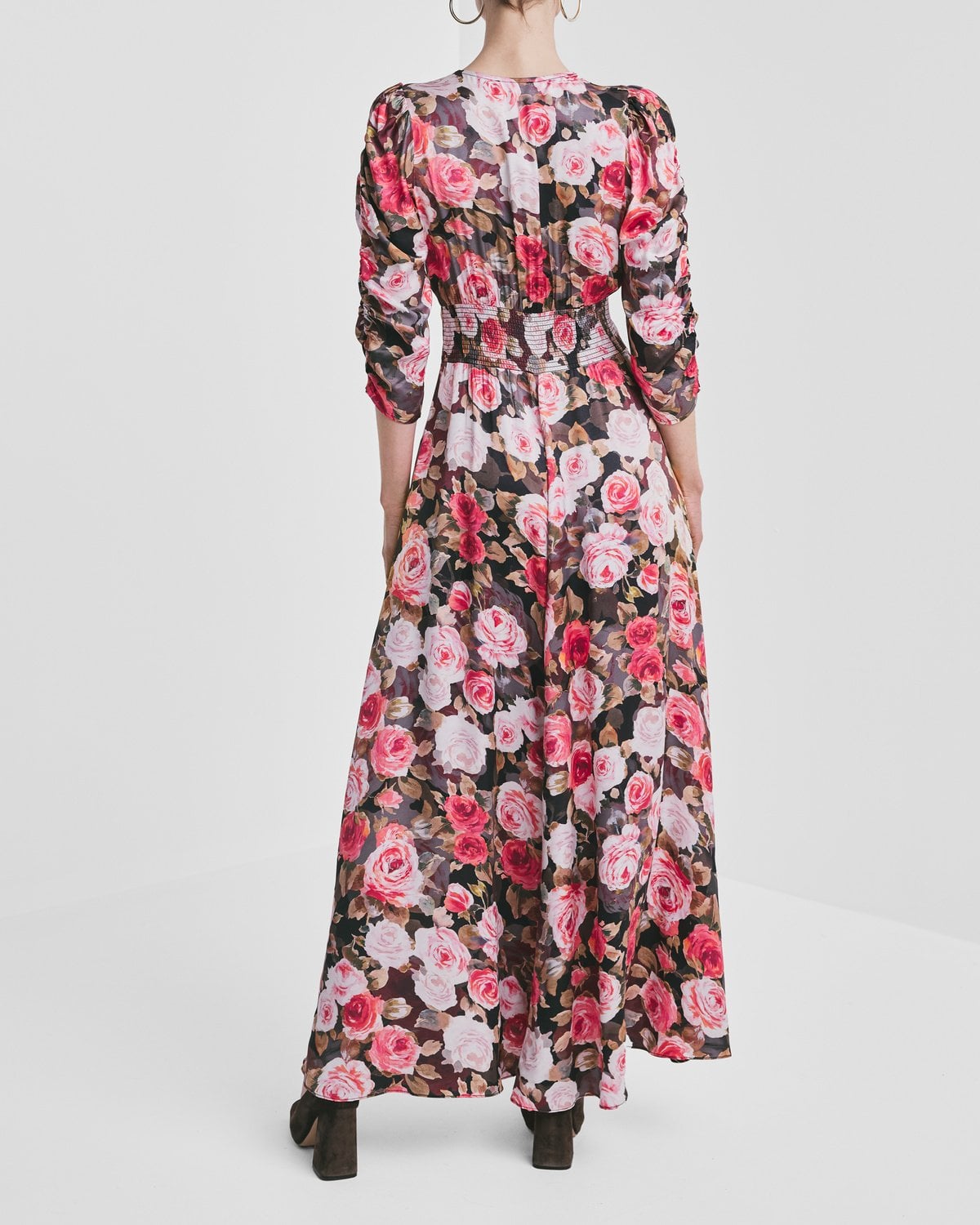 Satin Button-Down Dress, Midnight Roses. Image #5