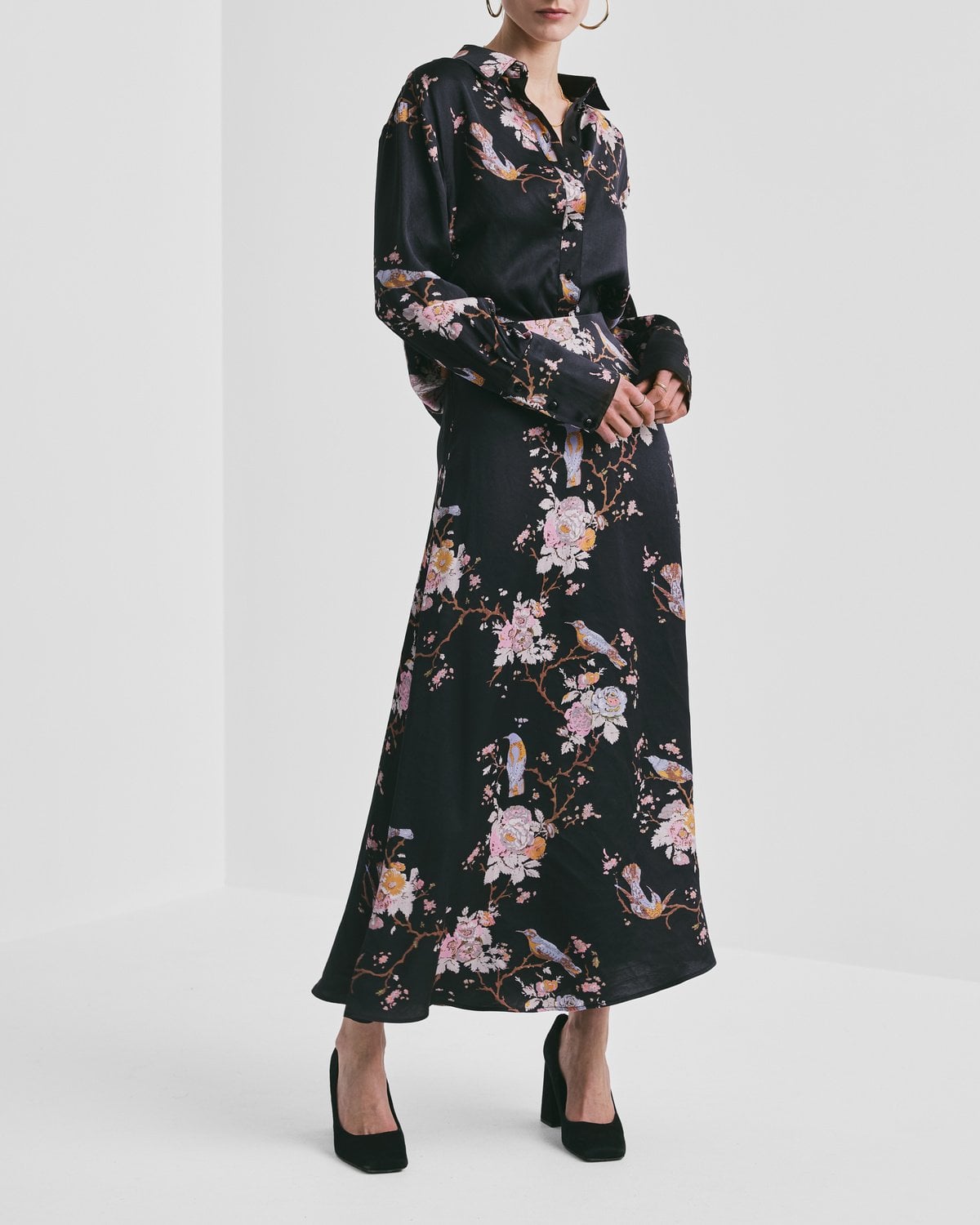 Satin Skirt, Midnight Birds. Image #2