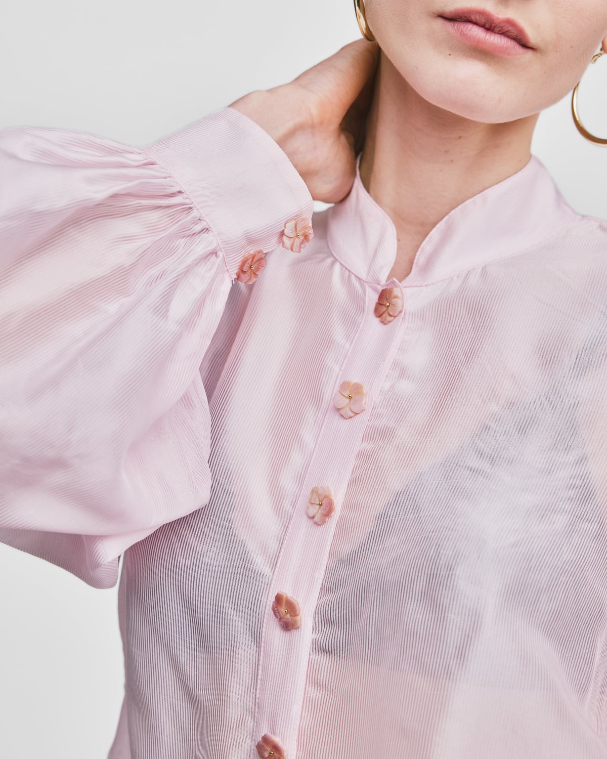 Striped Organza Blouse, Light Pink. Image #2