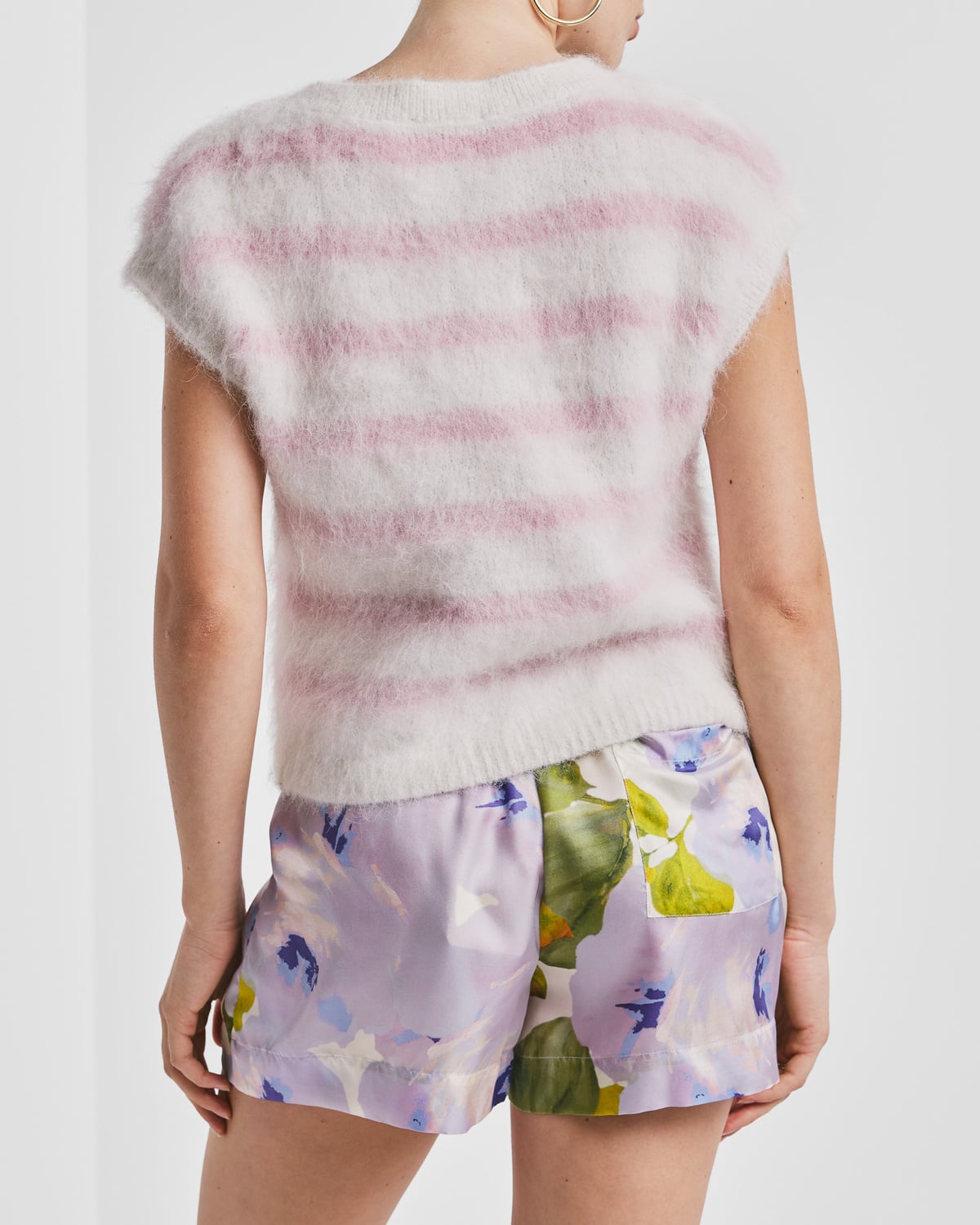 Hairy Knit Vest, Pink Stripe. Image #2