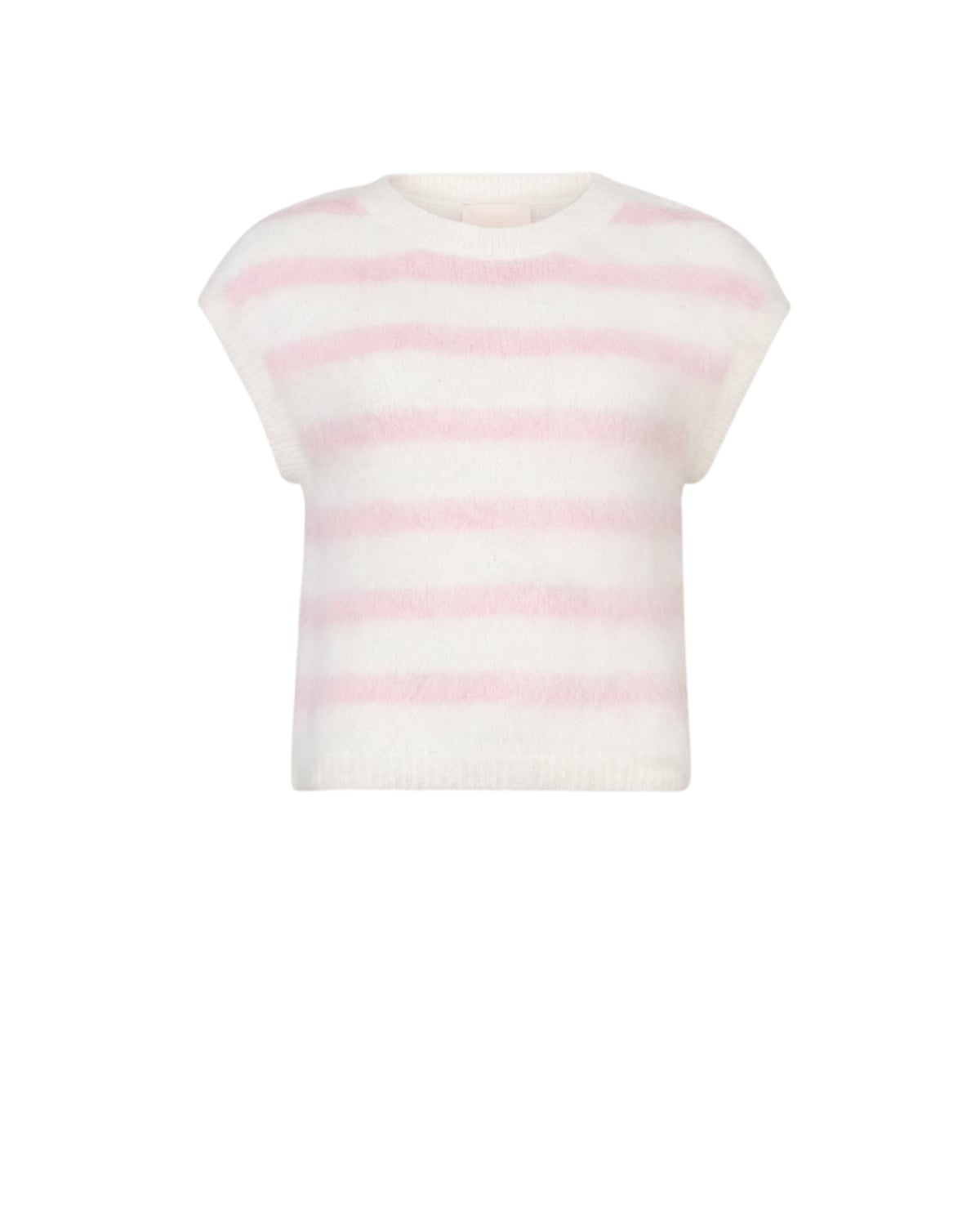 Hairy Knit Vest, Pink Stripe. Image #1