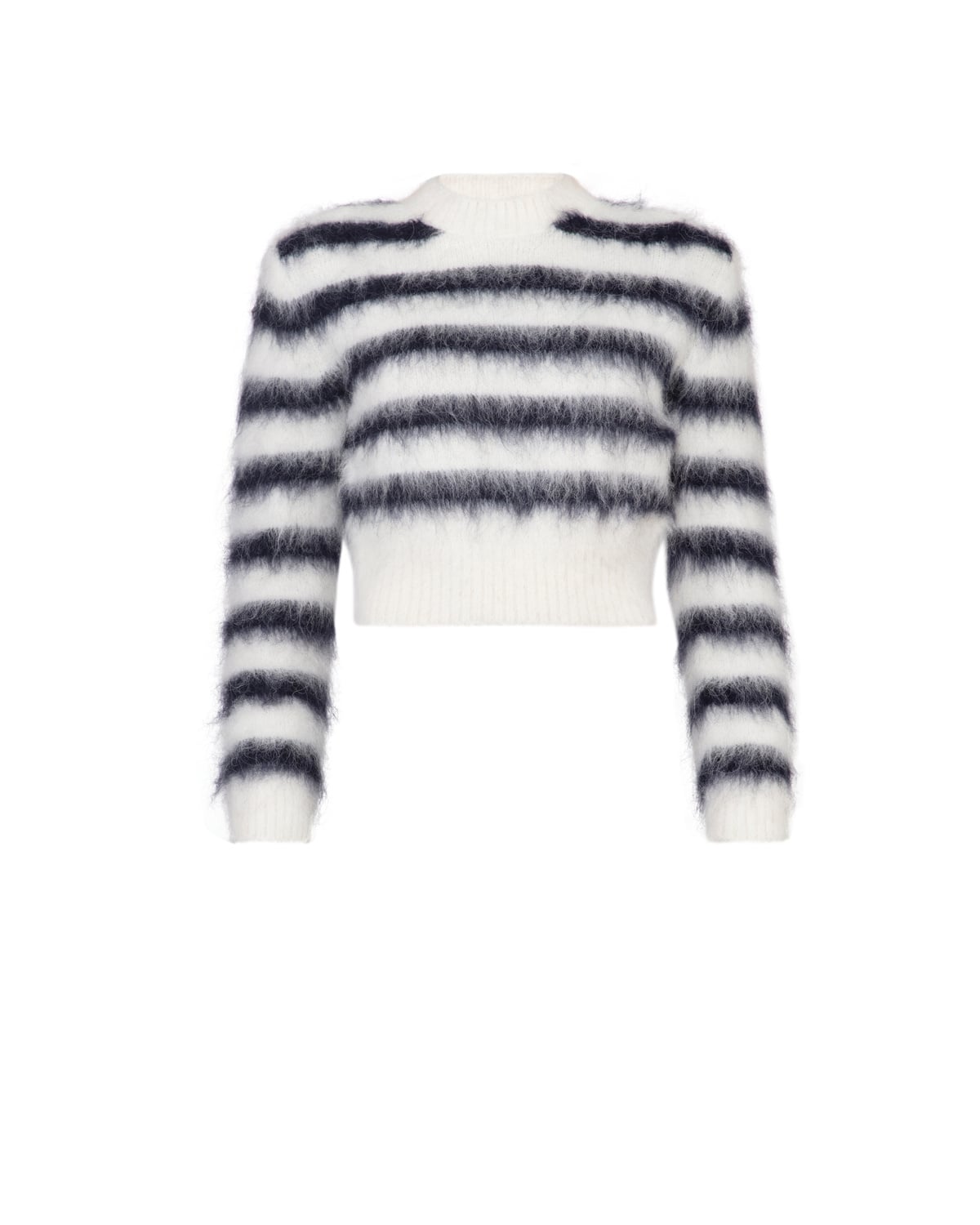 Hairy Knit Fitted Sweater, Marine Stripe. Image #3