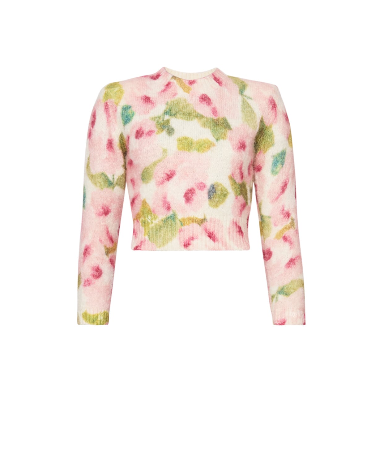 Hairy Knit Fitted Sweater, Blush Rose. Image #1