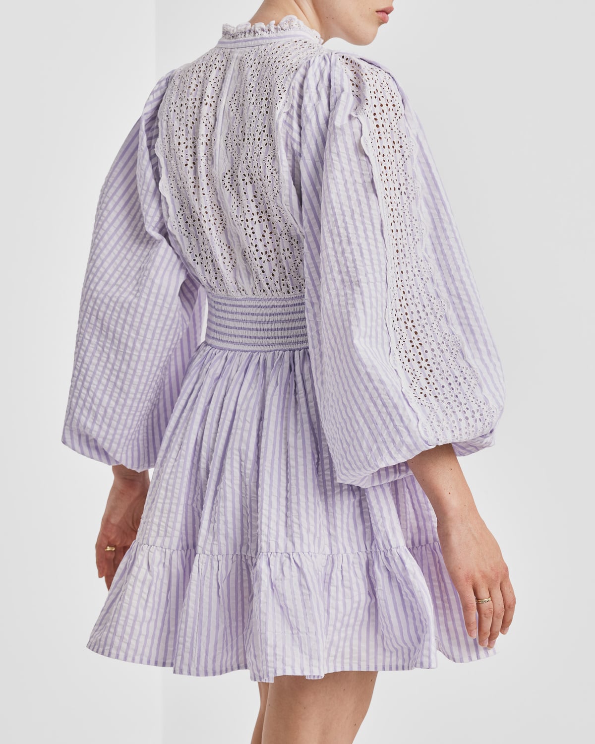 Seersucker Mini Dress, Lilac Stripe. Image #4
