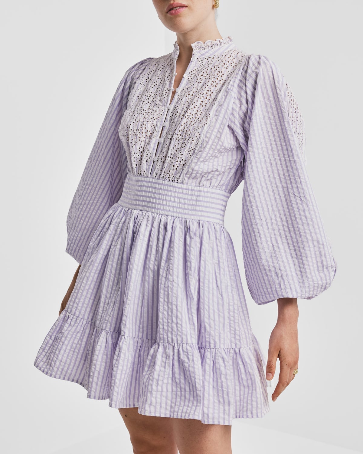 Seersucker Mini Dress, Lilac Stripe. Image #3