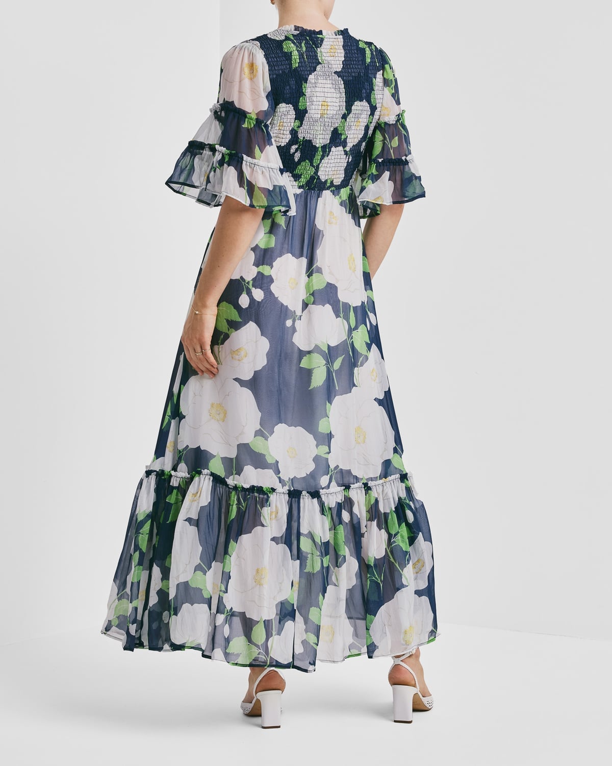 Organza Smocking Dress, Flower Garden. Image #3