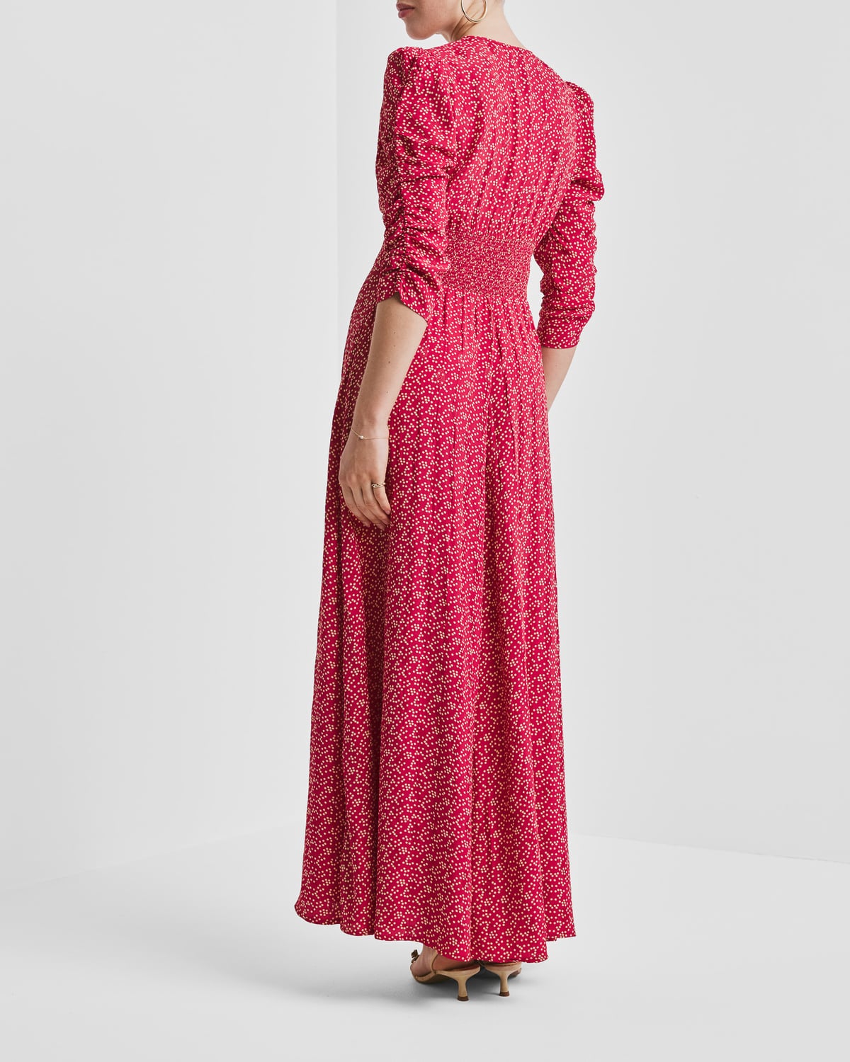 Spring Button-Down Dress, Red Dots. Image #5