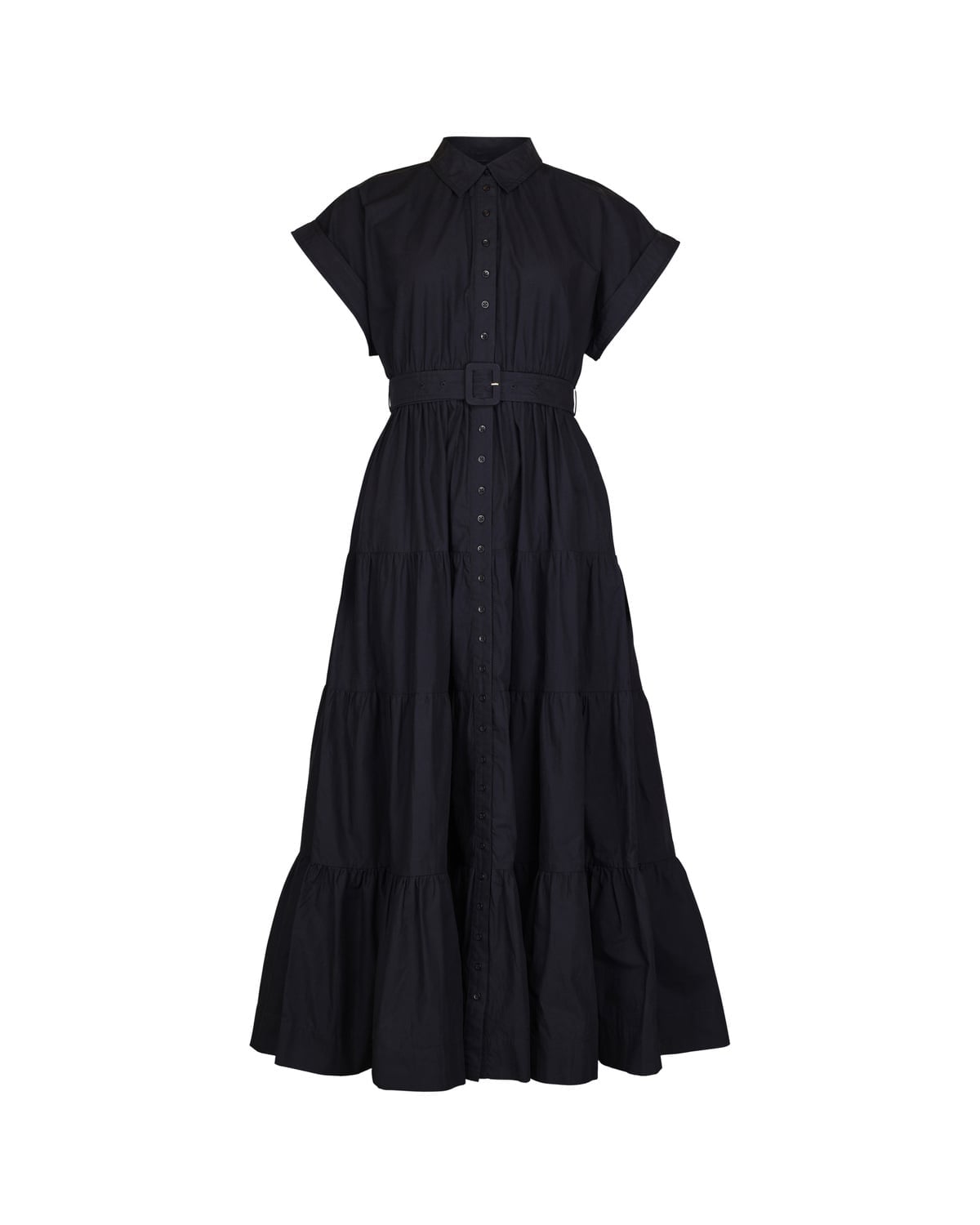 Poplin Shirt Dress, Black. Image #1