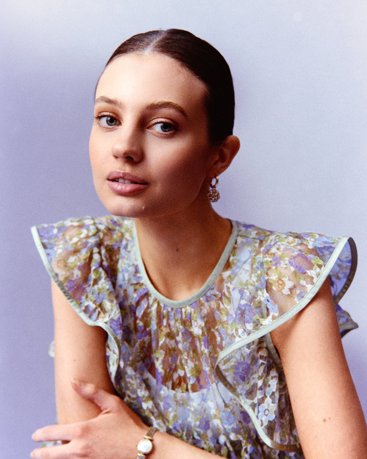 Lace Ruffle Top, Viola. Image #1