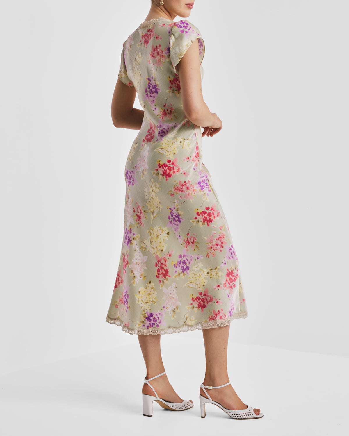 Shiny V-Neck Dress, Vintage Bouquet. Image #5