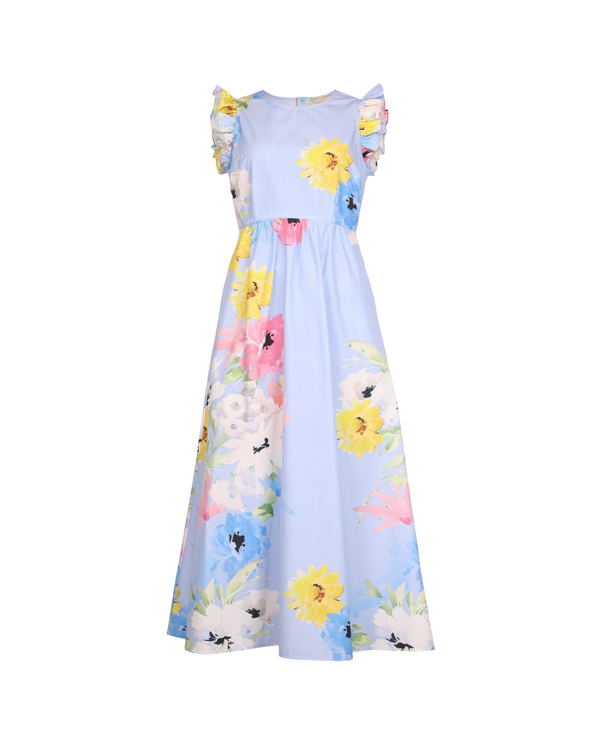 Cotton Taffeta Ruffle Dress, Sky Breeze. Image #4