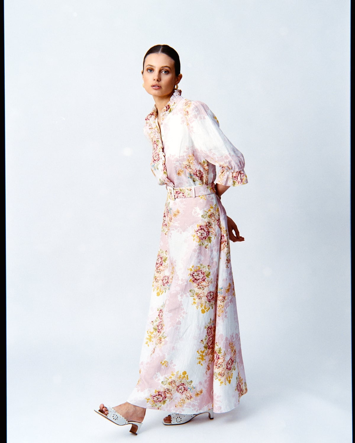 Linen Ruffle Blouse, Rose Amore. Image #4