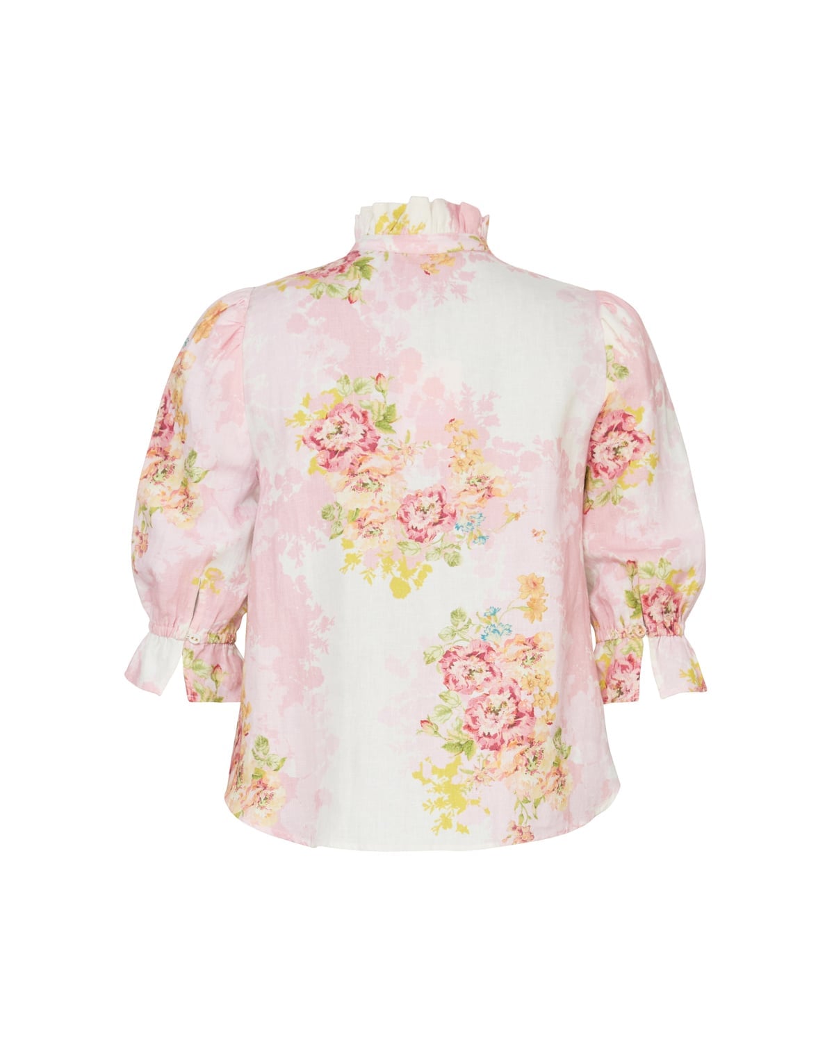 Linen Ruffle Blouse, Rose Amore. Image #3