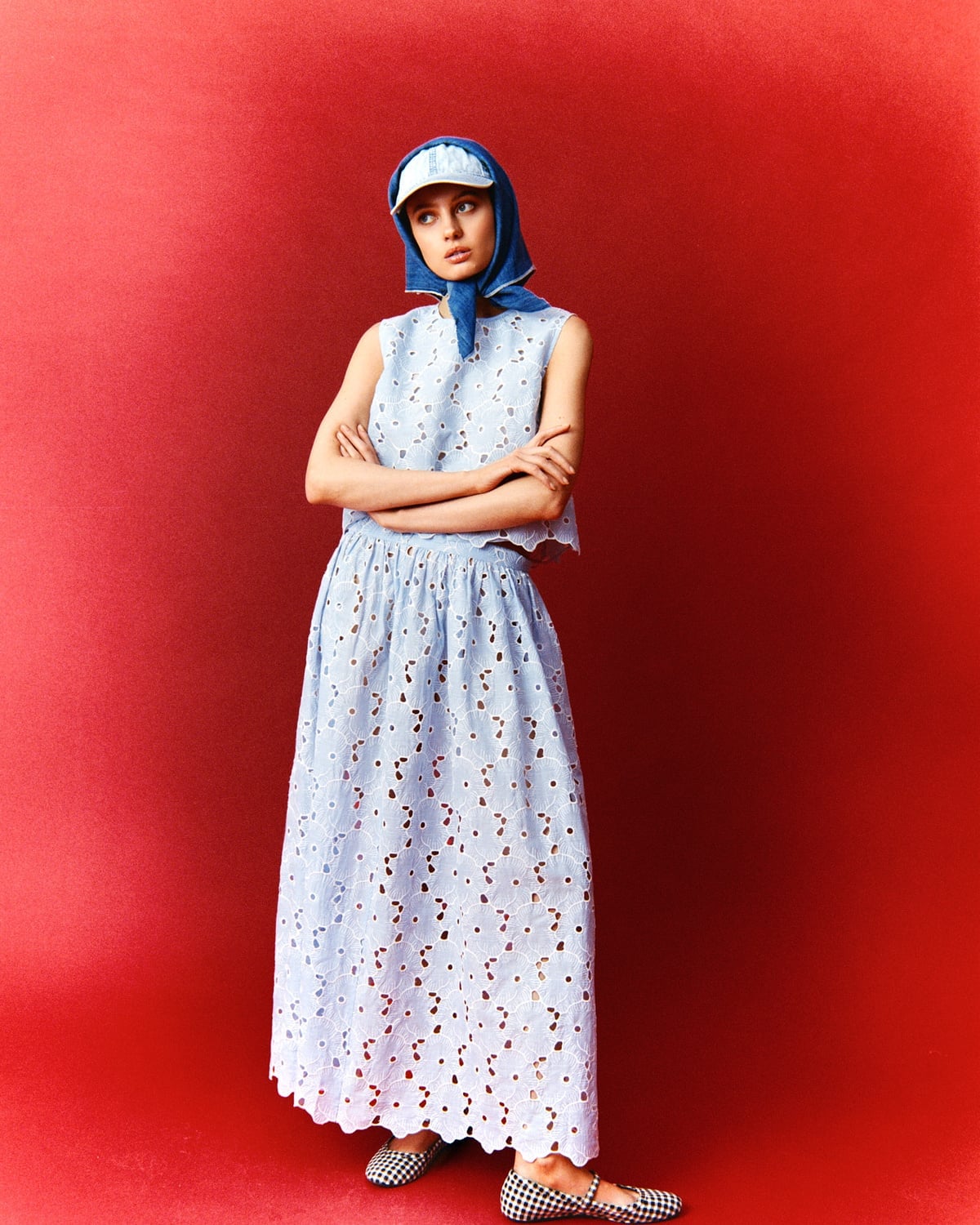 Broderie Anglaise Top, Light Blue. Image #3