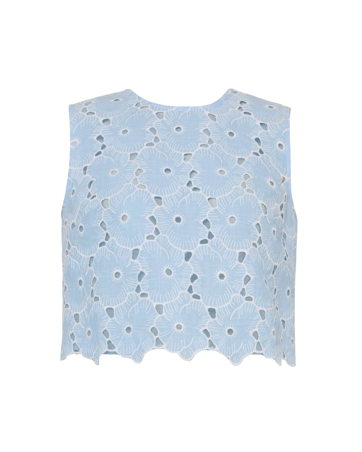 Broderie Anglaise Top, Light Blue. Image #1