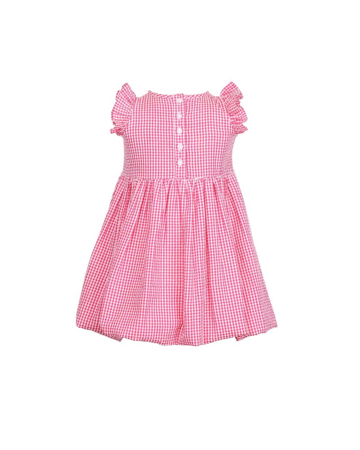 Seersucker Sleeveless Dress, Pink Checks. Image #7