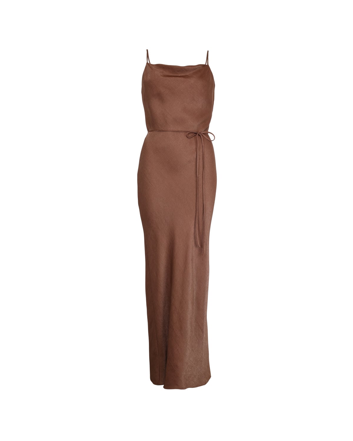Shiny Slip Dress, Brown. Image #5