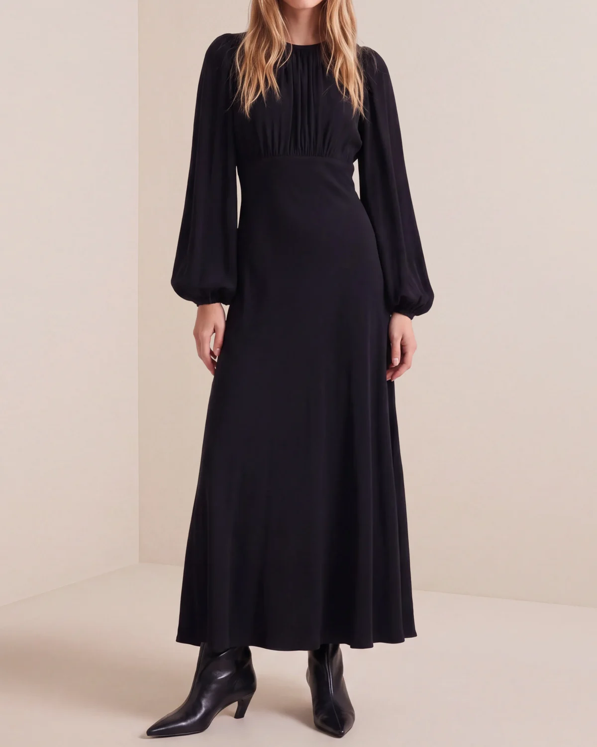 Viscose Maxi Dress, Black. Image #1