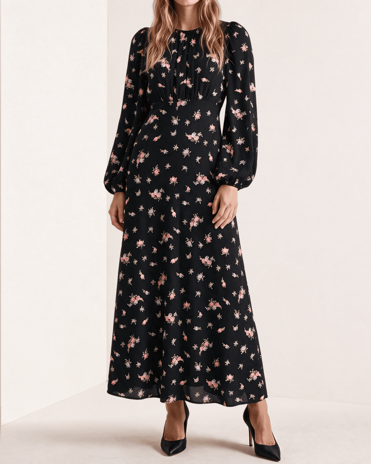Viscose Maxi Dress, Midnight Flowers. Image #2
