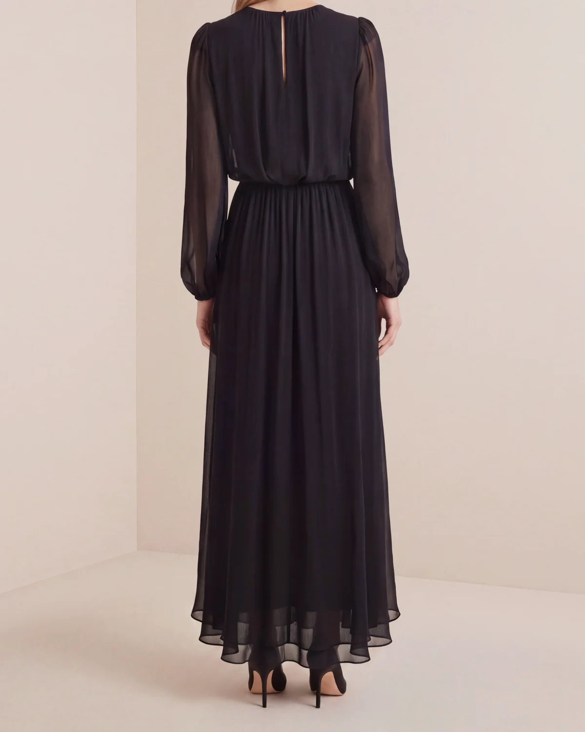 Chiffon Maxi Dress, Black. Image #2