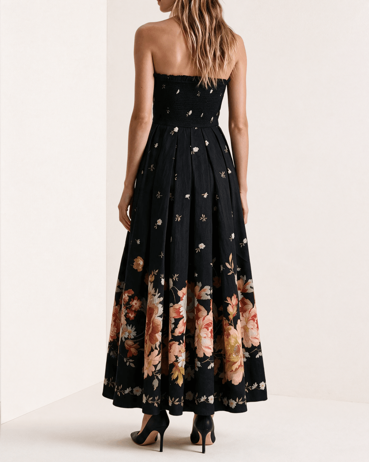 Taffeta Bandeau Dress, Midnight Blossoms. Image #3