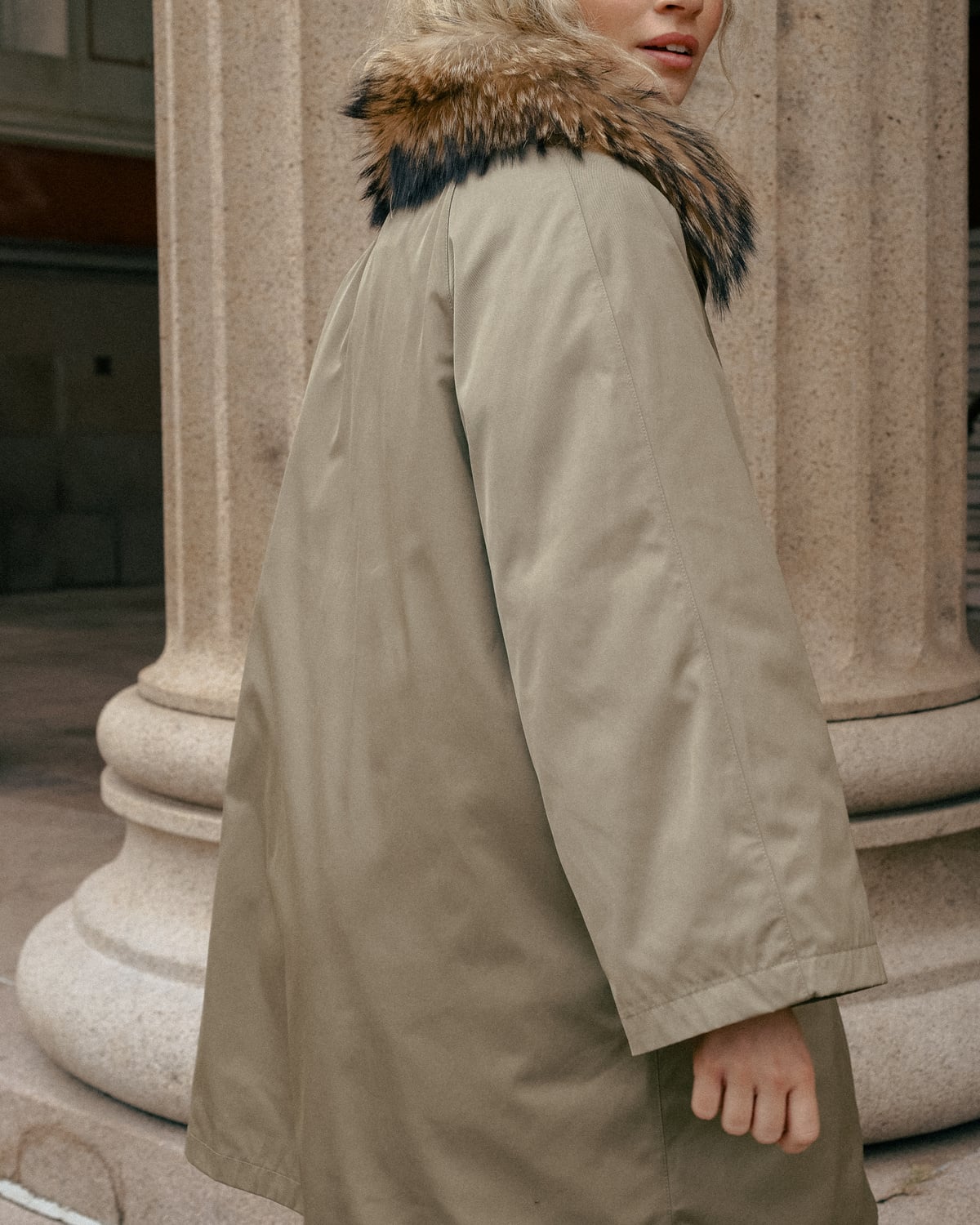 Padded A-line Parka, Green. Image #2