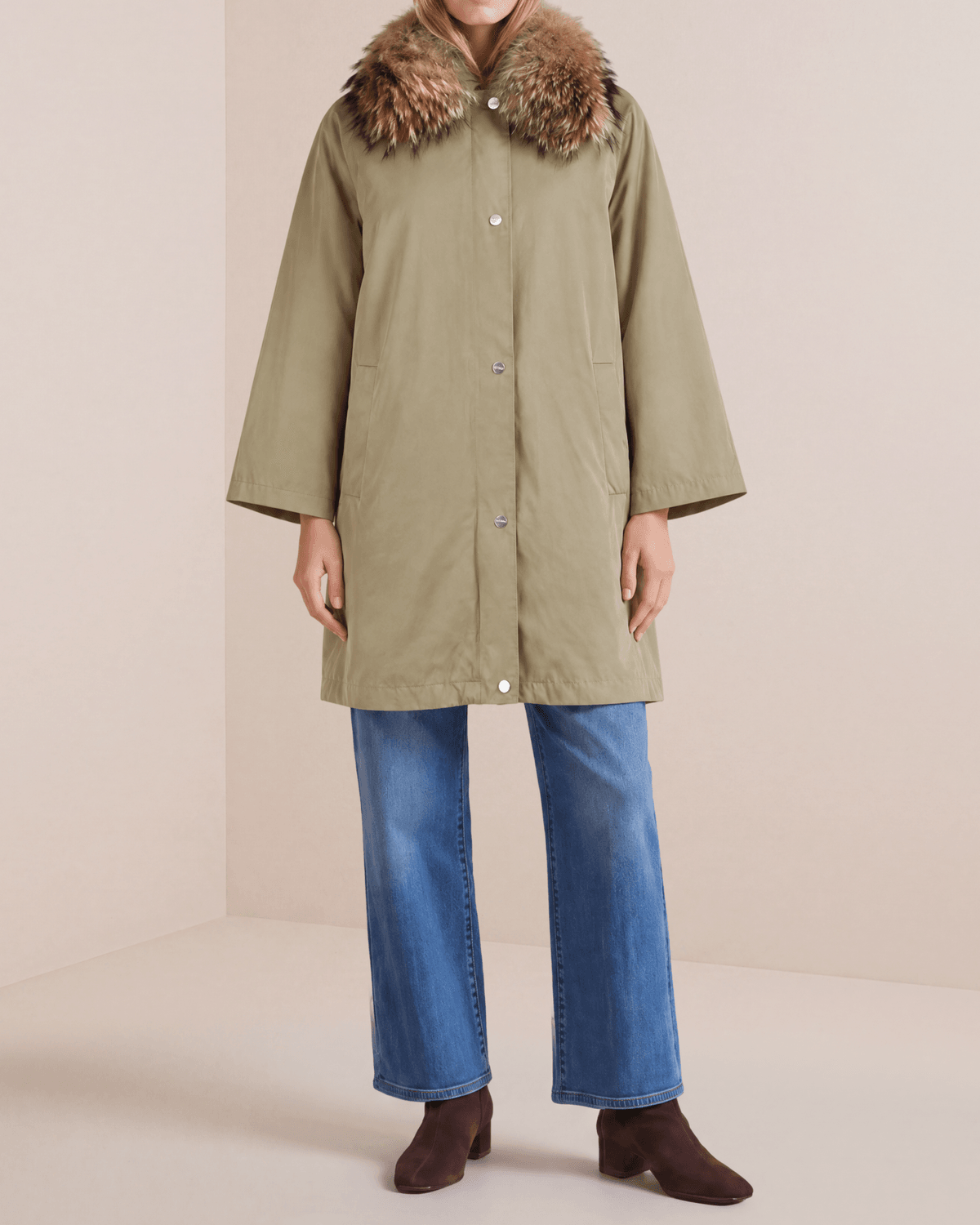 Padded A-line Parka, Green. Image #5