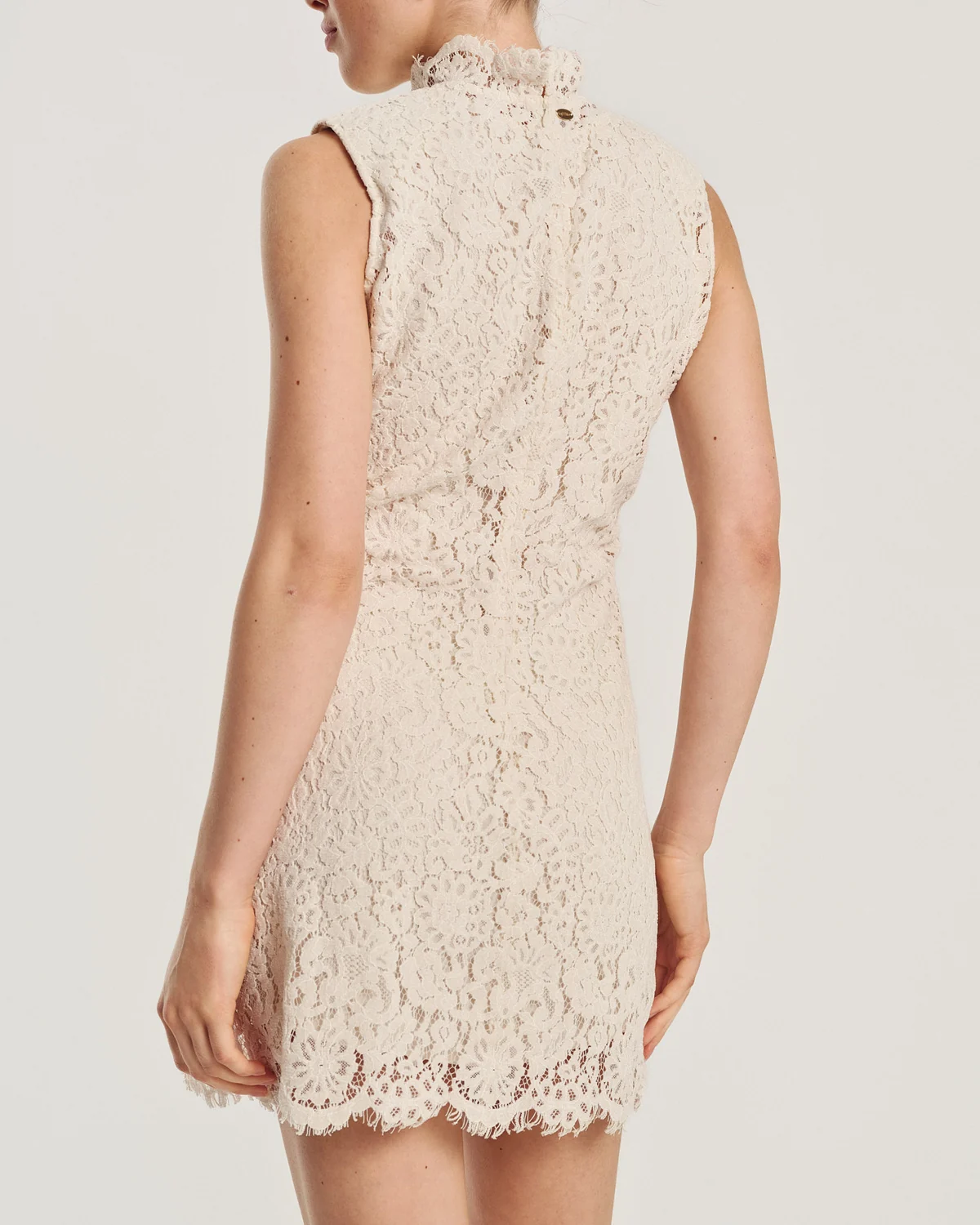 Lace Velvet Mini Dress, Vintage White. Image #2