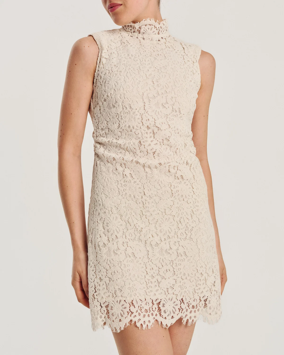 Lace Velvet Mini Dress, Vintage White. Image #1