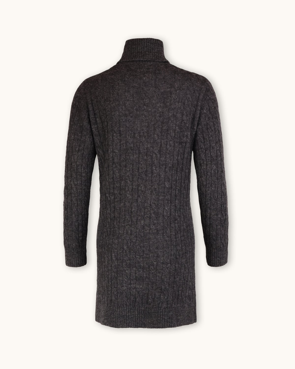 Cable Knit Mini Dress, Grey Melange. Image #2
