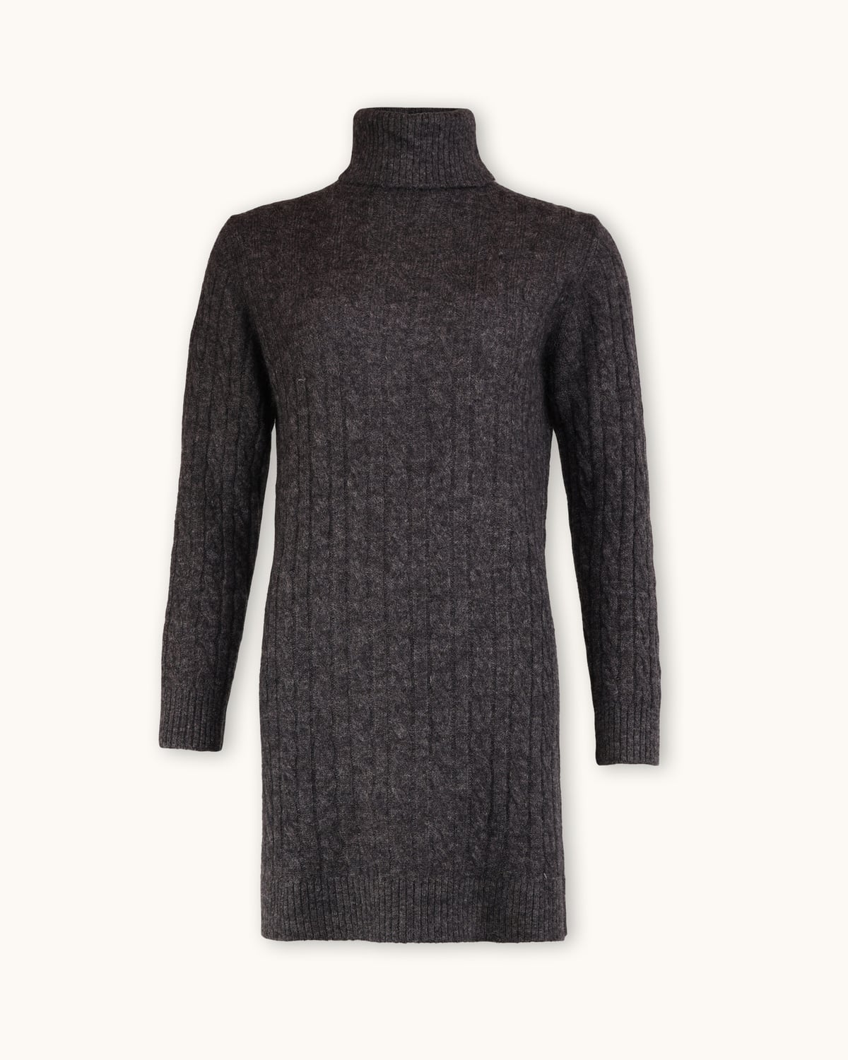 Cable Knit Mini Dress, Grey Melange. Image #1