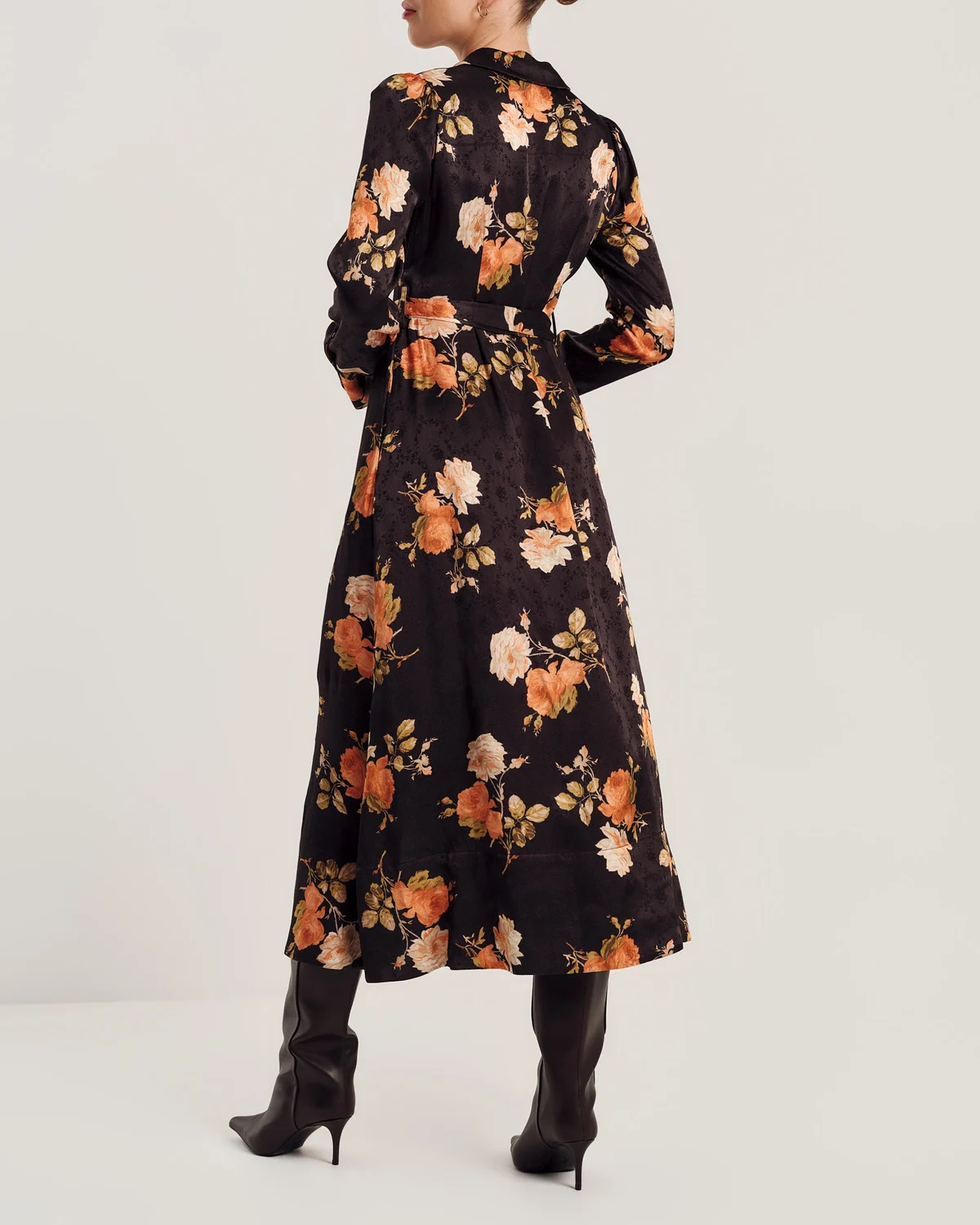 Jacquard Tieband Dress, Midnight Roses. Image #2