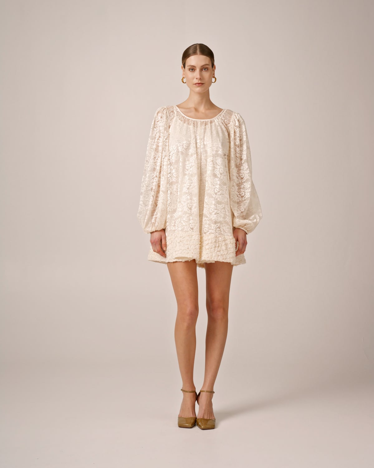 Lace Mini Dress, Vintage White. Image #2