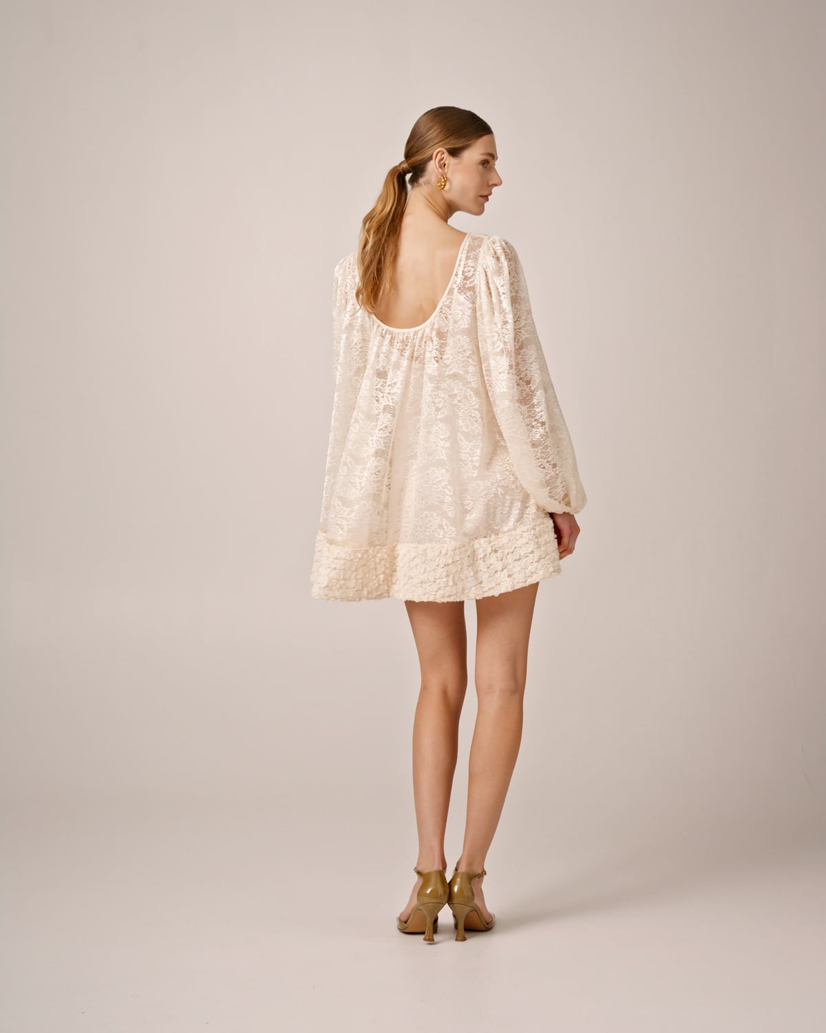 Lace Mini Dress, Vintage White. Image #4