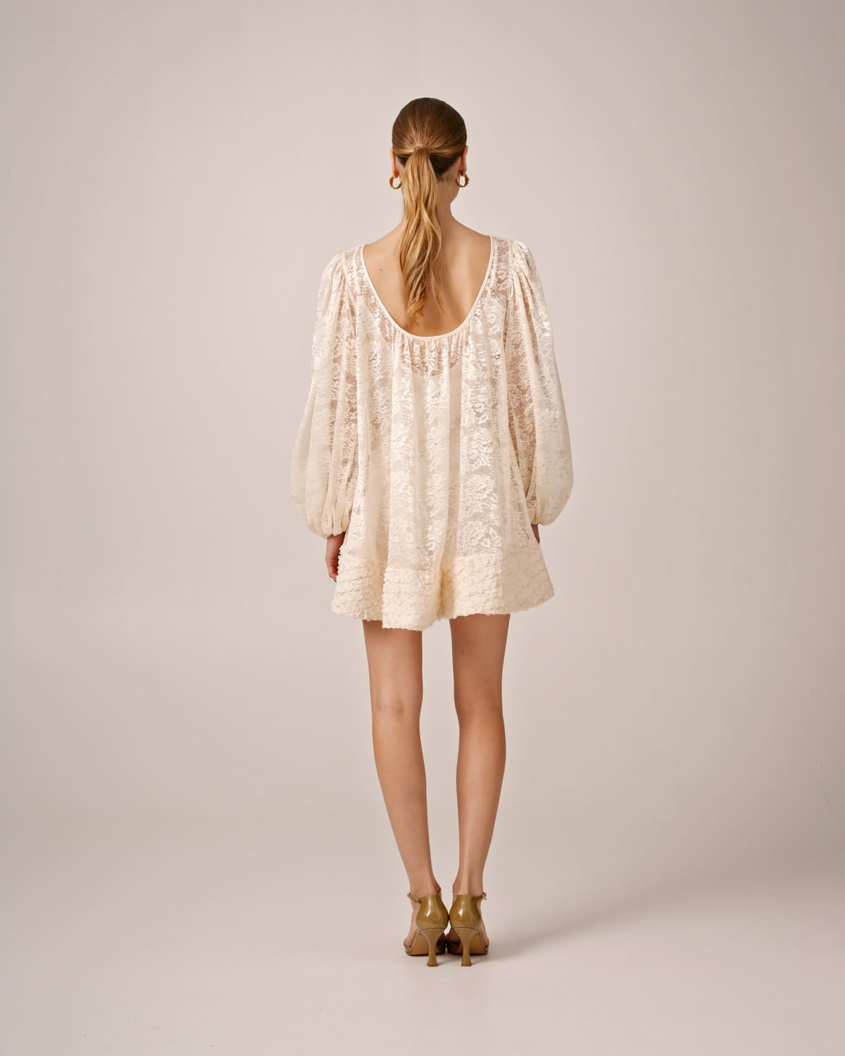 Lace Mini Dress, Vintage White. Image #5